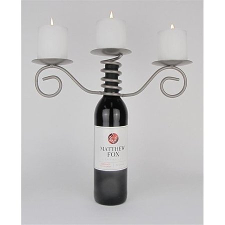 METROTEX DESIGNS Metrotex Designs 29074 Wine Bottle Triple Pillar Candleholder-Pewter Powder Coat Finish 29074
